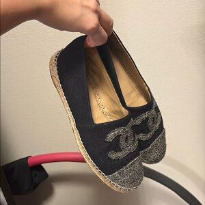 Chic Black & Gray Chanel Espadrilles